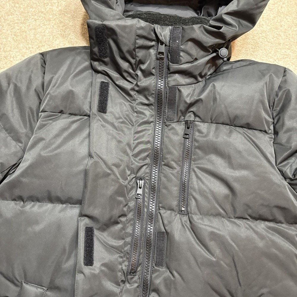 Mondetta MPG 650 Down Parka Jacket Mens Medium Black Long Hooded Puffer Coat - Picture 12 of 15